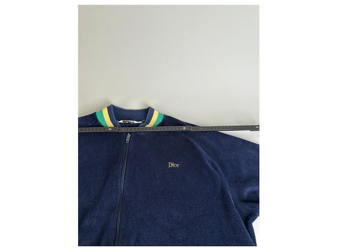 Giacca in velluto di cotone vintage Dior da uomo Blu navy Giallo Verde L - vista 11