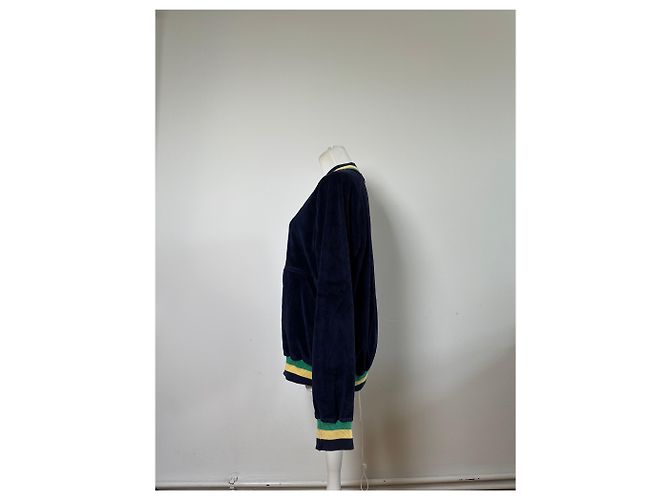 Giacca in velluto di cotone vintage Dior da uomo Blu navy Giallo Verde L - vista 2