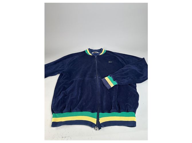 Giacca in velluto di cotone vintage Dior da uomo Blu navy Giallo Verde L - vista 4