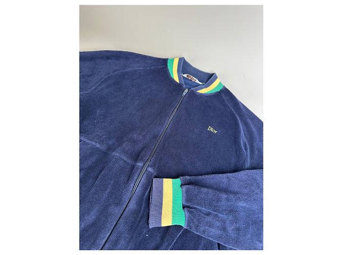Giacca in velluto di cotone vintage Dior da uomo Blu navy Giallo Verde L - vista 7