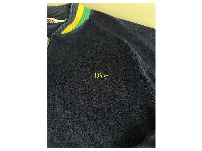 Giacca in velluto di cotone vintage Dior da uomo Blu navy Giallo Verde L - vista 8
