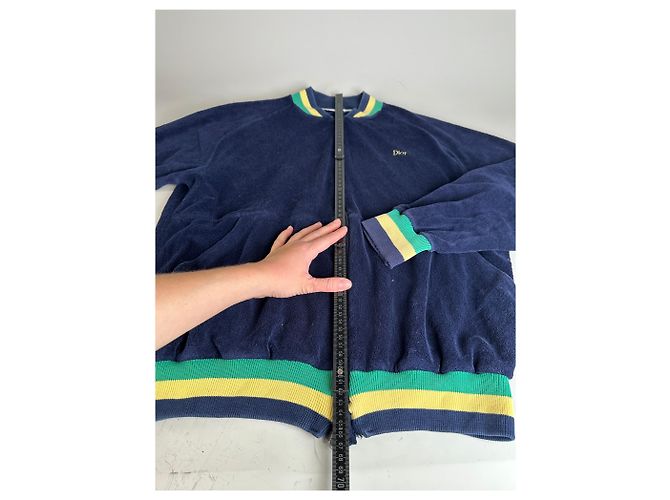 Giacca in velluto di cotone vintage Dior da uomo Blu navy Giallo Verde L - vista 9