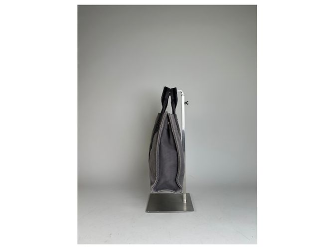 Hermès Tote in tela di cotone vintage Hermes Grigio Argento - vista 4