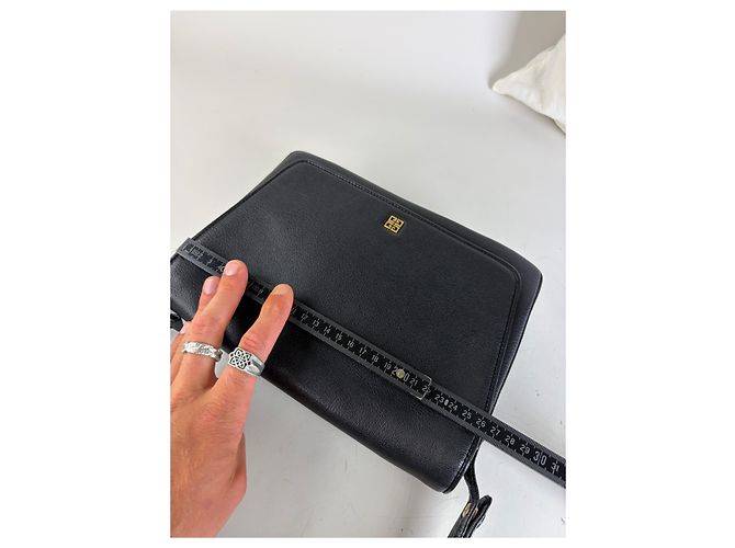 Vintage Givenchy Leder Schultertasche Schwarz Gold - Ansicht 10