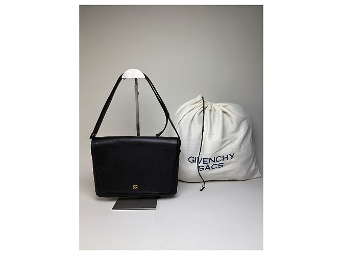 Vintage Givenchy Leder Schultertasche Schwarz Gold - Ansicht 14
