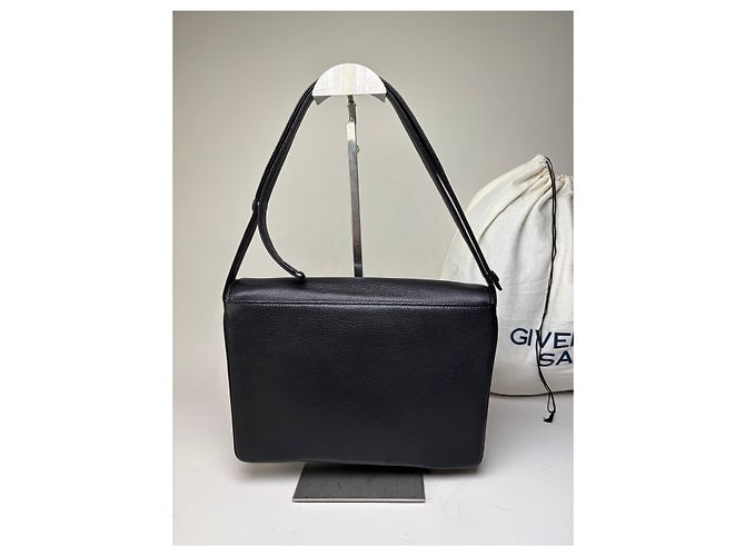 Vintage Givenchy Leder Schultertasche Schwarz Gold - Ansicht 15