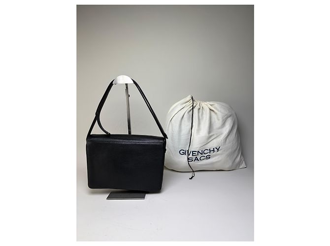 Vintage Givenchy Leder Schultertasche Schwarz Gold - Ansicht 2