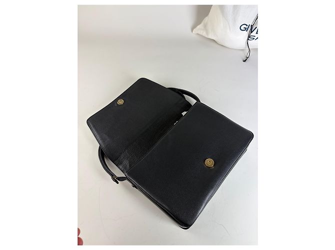 Vintage Givenchy Leder Schultertasche Schwarz Gold - Ansicht 4