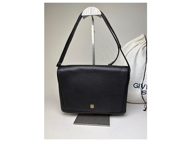 Vintage Givenchy Leder Schultertasche Schwarz Gold - Ansicht 8