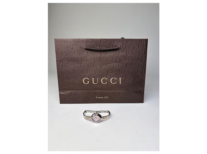 Orologio da polso vintage Gucci in acciaio inossidabile quadrante rosa argento - vista 10