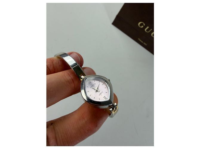 Orologio da polso vintage Gucci in acciaio inossidabile quadrante rosa argento - vista 5