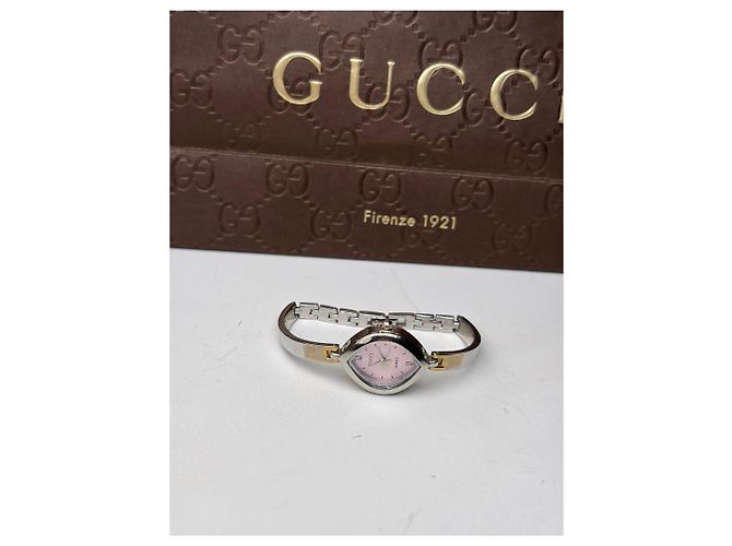 Orologio da polso vintage Gucci in acciaio inossidabile quadrante rosa argento - vista 6