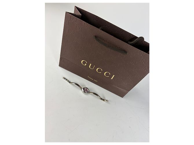 Orologio da polso vintage Gucci in acciaio inossidabile quadrante rosa argento - vista 9