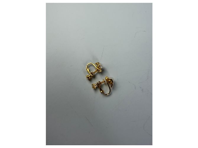 Vintage Courreges Clip-On-Ohrringe mit Perlenakzent Gold Weiß - Ansicht 5