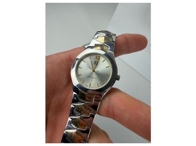 Orologio da polso vintage Givenchy in acciaio inossidabile argento e oro - vista 5
