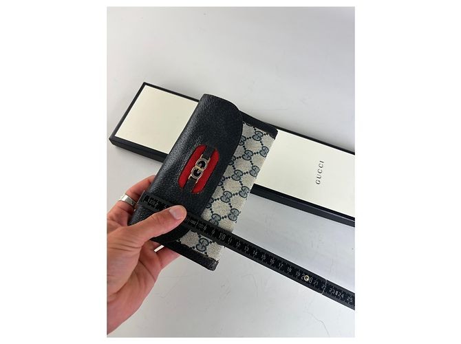 Portafoglio Vintage Gucci GG Supreme Nero Beige Oro - vista 10