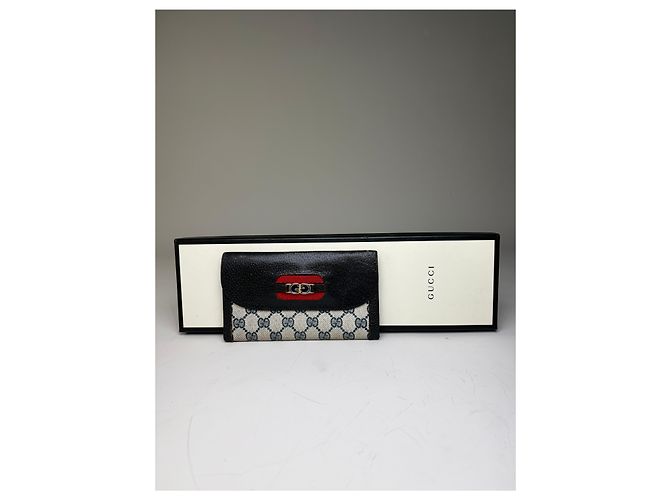 Portafoglio Vintage Gucci GG Supreme Nero Beige Oro - vista 11