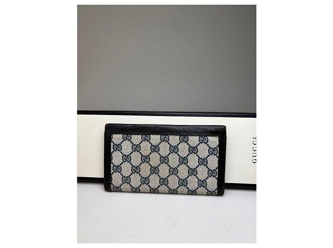 Portafoglio Vintage Gucci GG Supreme Nero Beige Oro - vista 12