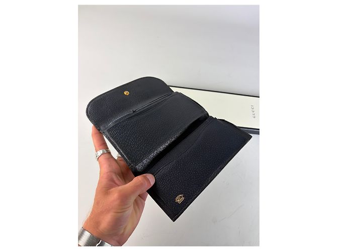 Portafoglio Vintage Gucci GG Supreme Nero Beige Oro - vista 5