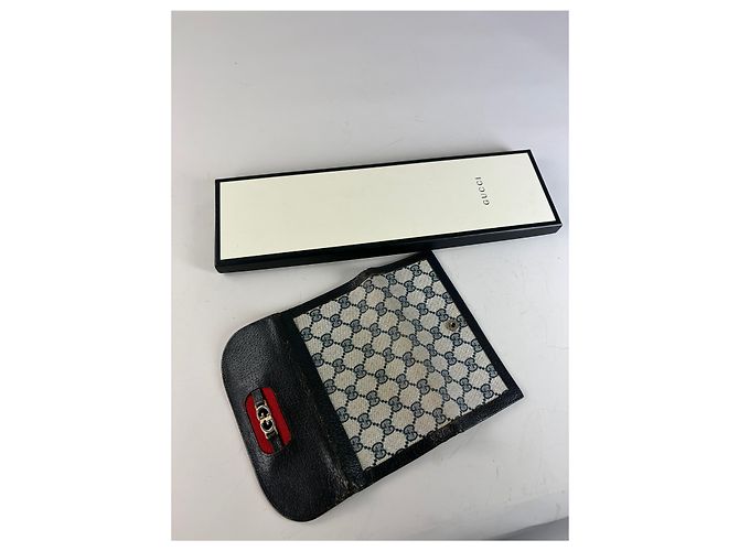 Portafoglio Vintage Gucci GG Supreme Nero Beige Oro - vista 8