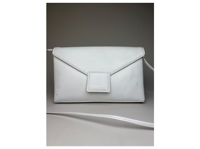 Clutch in pelle vintage Givenchy bianco argento - vista 15