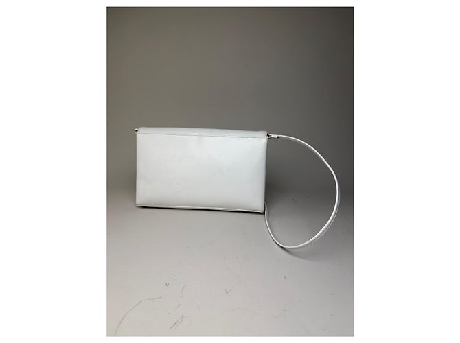 Clutch in pelle vintage Givenchy bianco argento - vista 2
