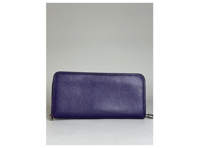 Vintage Loewe Leather Zip Wallet Purple Silver - view 2