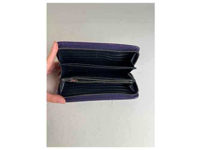 Vintage Loewe Leather Zip Wallet Purple Silver - view 4