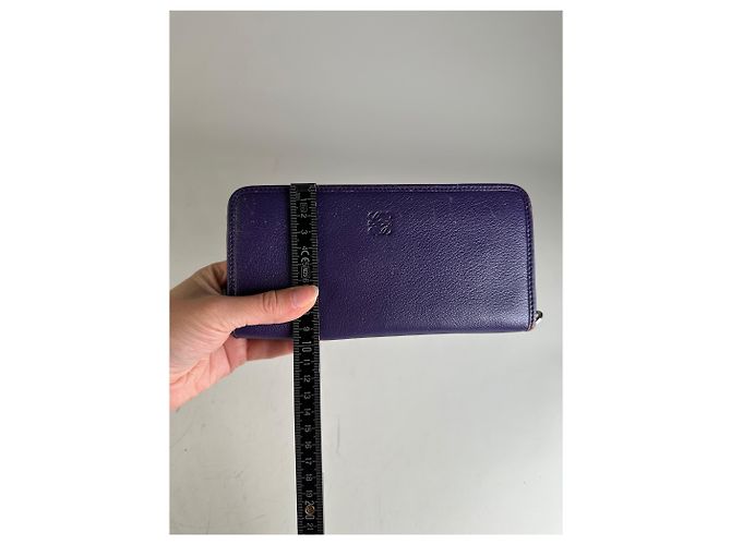 Vintage Loewe Leather Zip Wallet Purple Silver - view 8