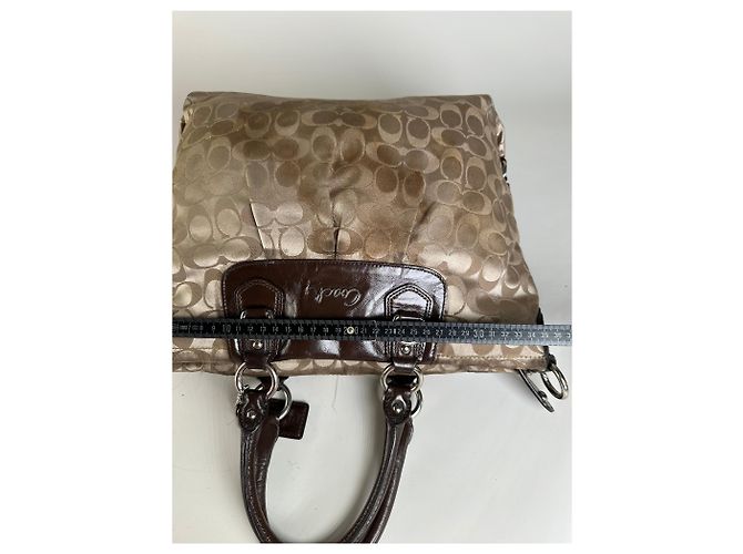 Tote de lona Coach Signature Vintage Bege Marrom Prata - vista 10