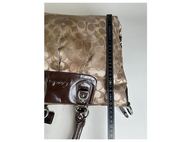 Tote de lona Coach Signature Vintage Bege Marrom Prata - vista 11