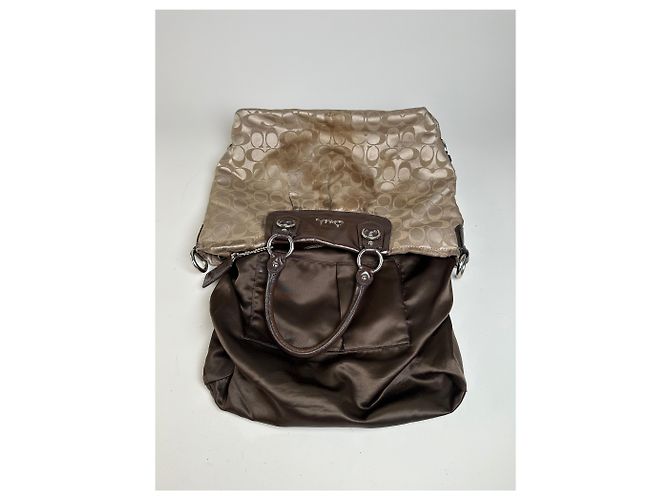 Tote de lona Coach Signature Vintage Bege Marrom Prata - vista 13