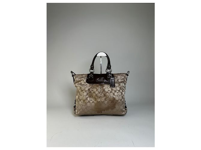 Tote de lona Coach Signature Vintage Bege Marrom Prata - vista 14