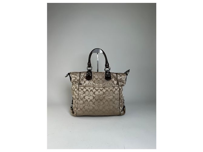 Tote de lona Coach Signature Vintage Bege Marrom Prata - vista 15