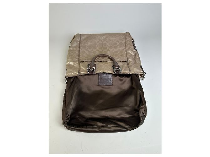 Tote de lona Coach Signature Vintage Bege Marrom Prata - vista 4
