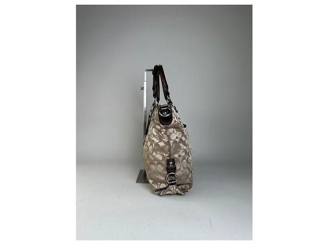 Tote de lona Coach Signature Vintage Bege Marrom Prata - vista 5