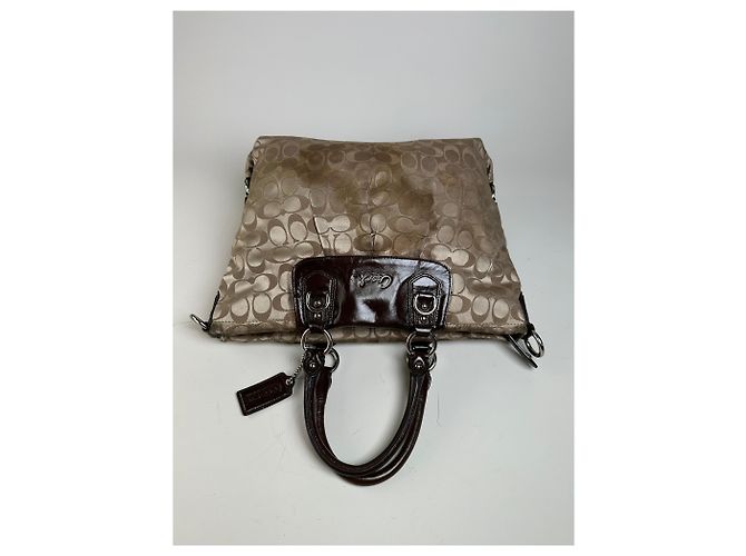 Tote de lona Coach Signature Vintage Bege Marrom Prata - vista 7