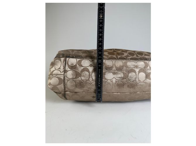 Tote de lona Coach Signature Vintage Bege Marrom Prata - vista 9