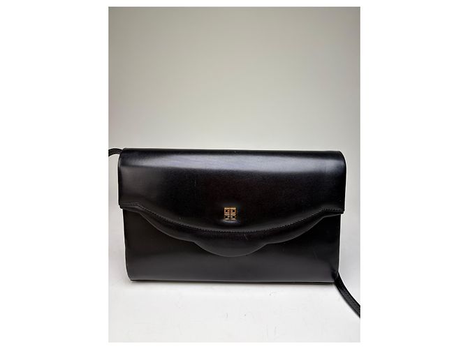 Vintage Givenchy Lederschultertasche Schwarz Gold - Ansicht 12