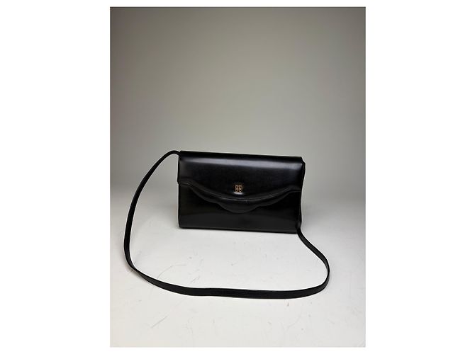 Vintage Givenchy Lederschultertasche Schwarz Gold - Ansicht 15