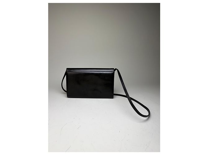 Vintage Givenchy Lederschultertasche Schwarz Gold - Ansicht 2