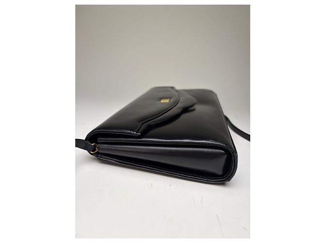 Vintage Givenchy Lederschultertasche Schwarz Gold - Ansicht 8