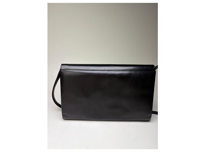 Vintage Givenchy Lederschultertasche Schwarz Gold - Ansicht 9