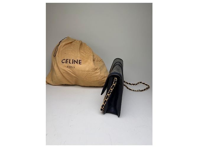 Céline Vintage Celine C Monogram Canvas Schultertasche Marineblau Grau - Ansicht 10