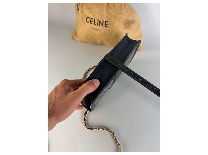 Céline Vintage Celine C Monogram Canvas Schultertasche Marineblau Grau - Ansicht 13