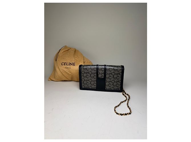 Céline Vintage Celine C Monogram Canvas Schultertasche Marineblau Grau - Ansicht 2
