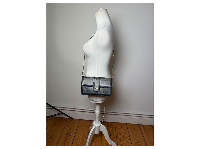 Céline Vintage Celine C Monogram Canvas Schultertasche Marineblau Grau - Ansicht 4