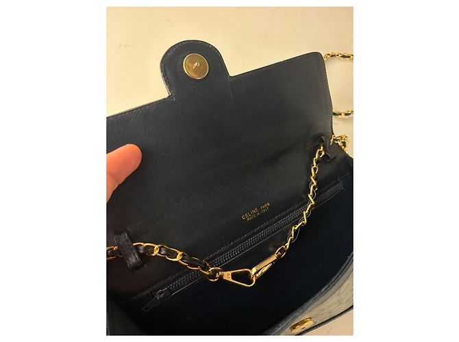 Céline Vintage Celine C Monogram Canvas Schultertasche Marineblau Grau - Ansicht 5