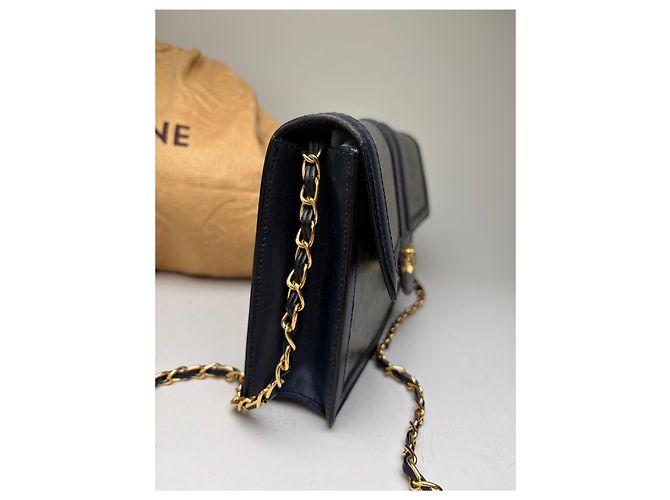 Céline Vintage Celine C Monogram Canvas Schultertasche Marineblau Grau - Ansicht 8