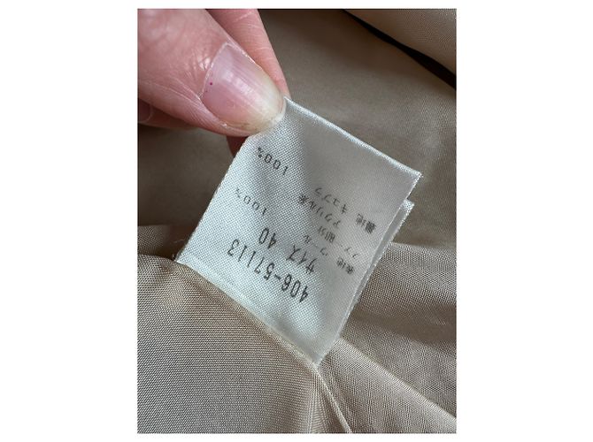 Vintage Givenchy Wool Blend Coat Fur Trim Beige Grey M - view 11